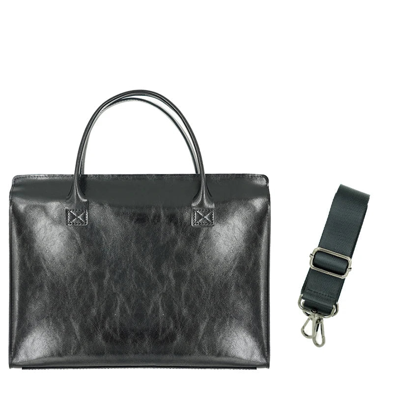 15.6 Inch PU Leather Laptop Bag for Women Black