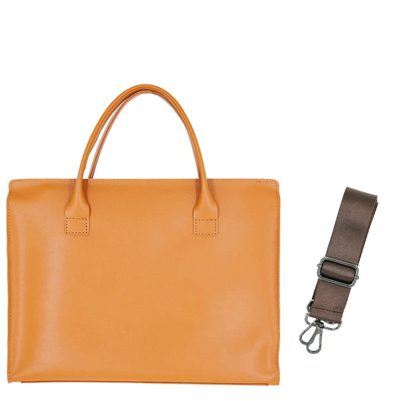 15.6 Inch PU Leather Laptop Bag for Women Orange