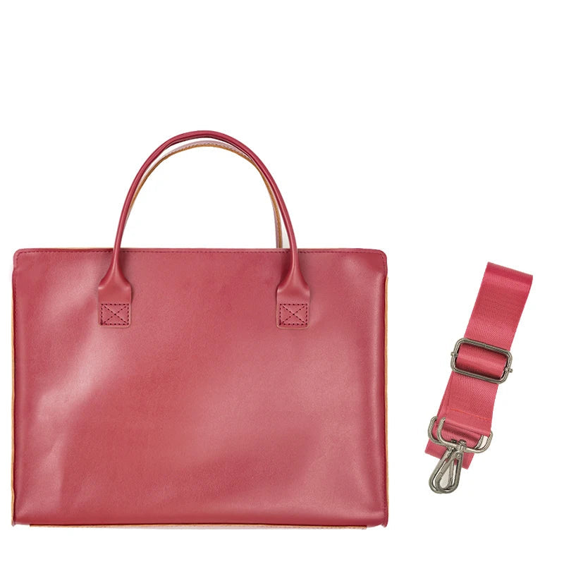 15.6 Inch PU Leather Laptop Bag for Women Red