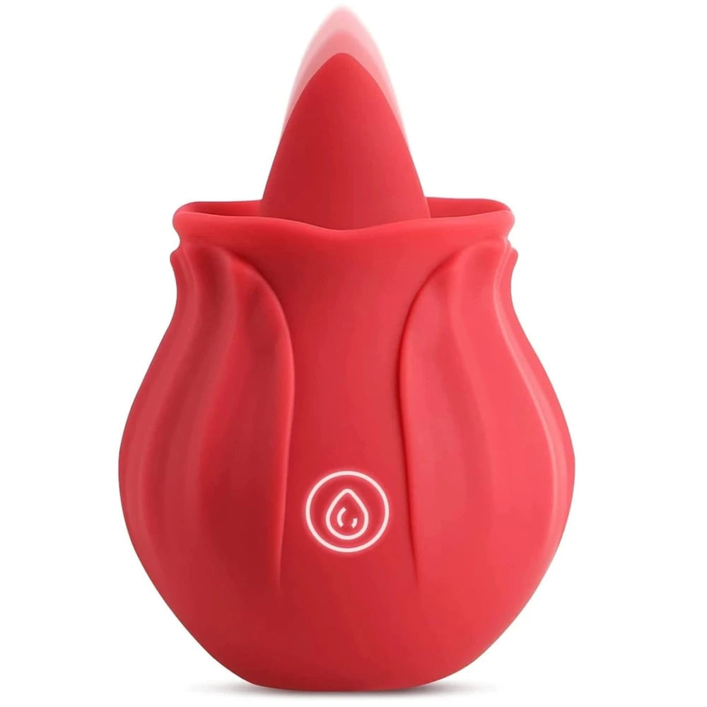 2in1 Rose Vibrator Toy for Women Clitoral Licking Vibrator G-spot Thrusting Dildo Clit Nipple Tongue Vibrater Female Couple Sex