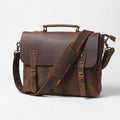 Men's 15" Genuine Leather Messenger Bag Brown