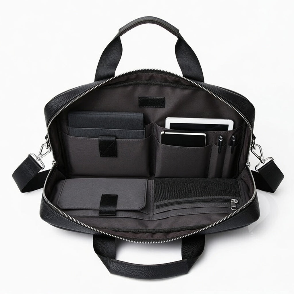 Premium Genuine Leather Laptop Bag for Men - 15.6 Inch