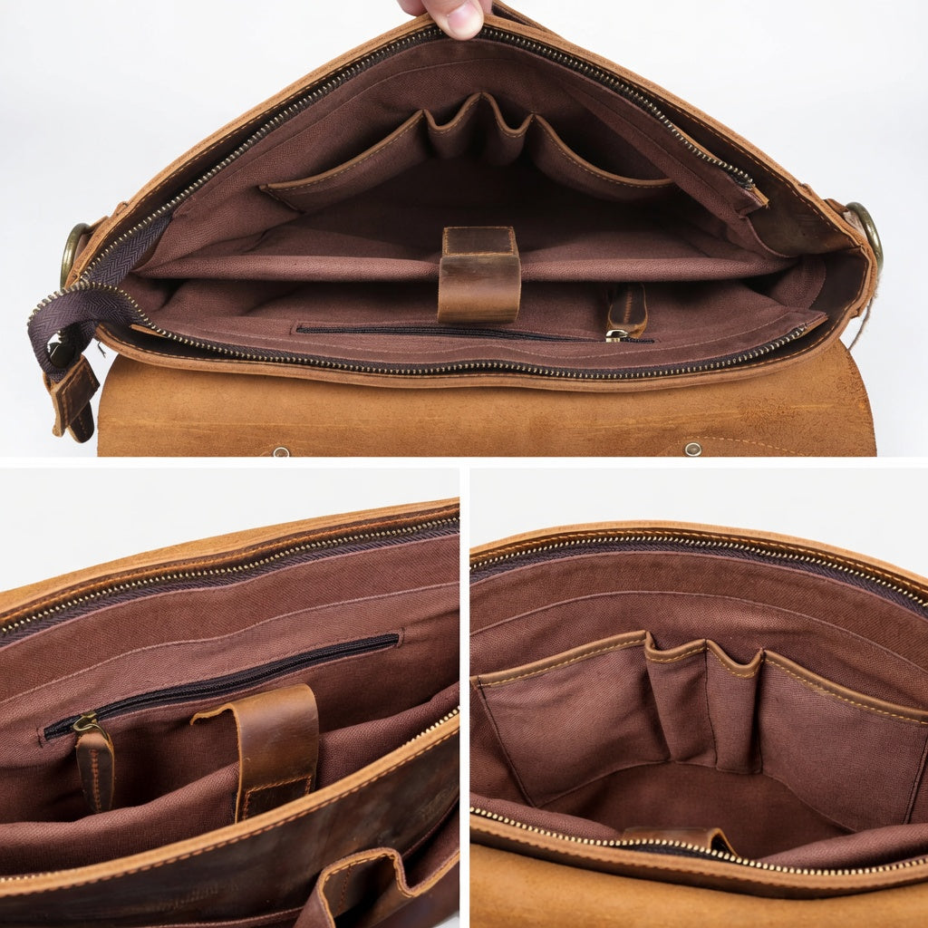 Men's 15" Genuine Leather Messenger Bag