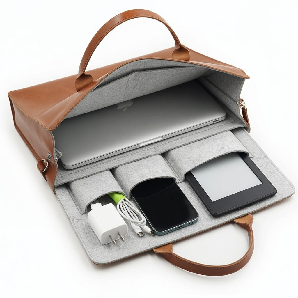 15.6 Inch PU Leather Laptop Bag for Women