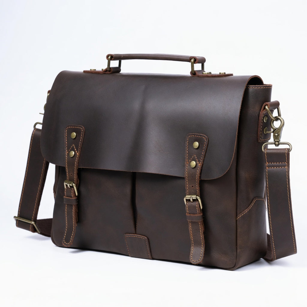 Men's 15" Genuine Leather Messenger Bag