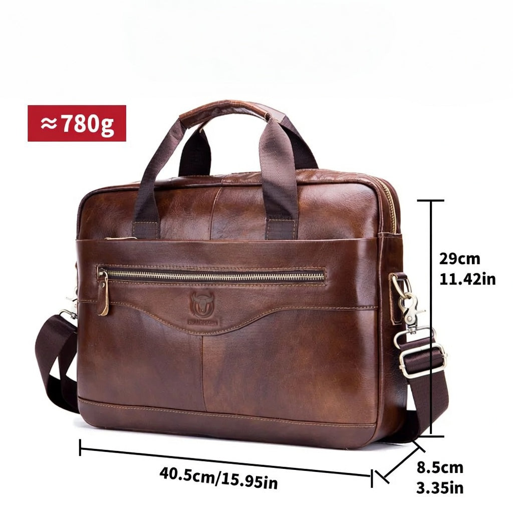 Men's Genuine Leather Briefcase 15.6" Laptop Bag