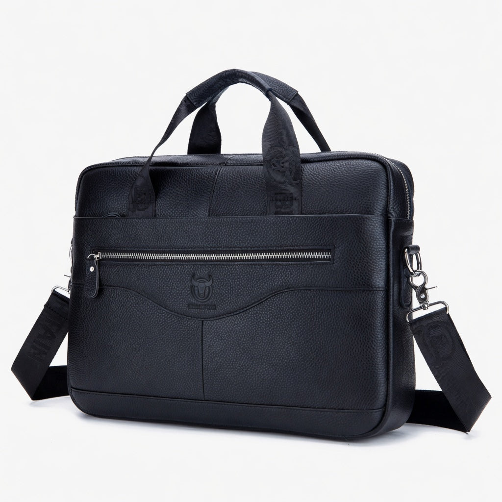 Men's Genuine Leather Briefcase 15.6" Laptop Bag Black
